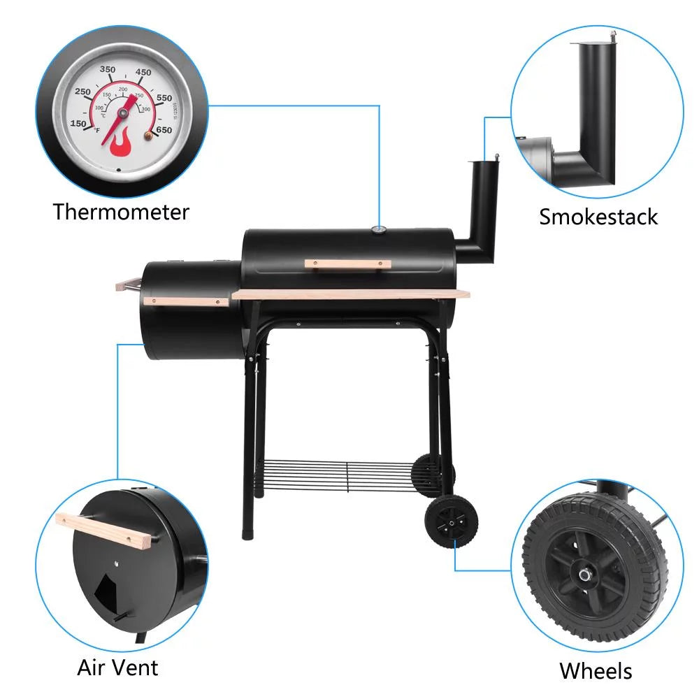 Charcoal Grill Offset Smoker for Patio Backyard R5630