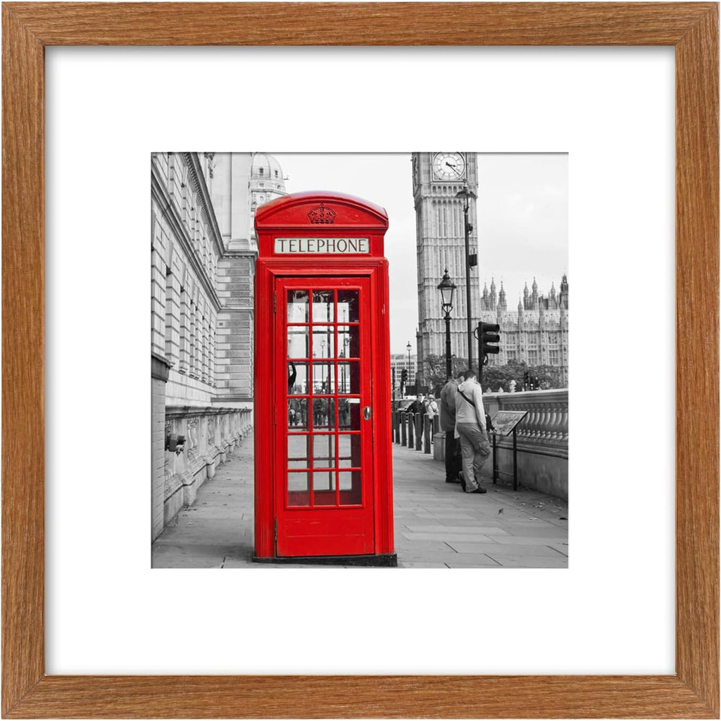 12x12 Picture Frame Display Pictures 8x8 with Mat or Photos 12 x 12 Without Mat, Square Wooden Picture Frames for Wall Mounting