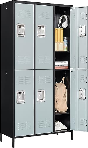 3-Door Blue Steel Storage Locker for Office, School, Gym C68898