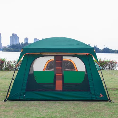 Extra Large Family Cabin Tent for Camping, 2 Rooms, 3 Doors, Waterproof E6603