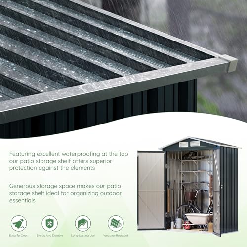 Outdoor Steel Storage Shed with Lockable Doors and Windows E249038