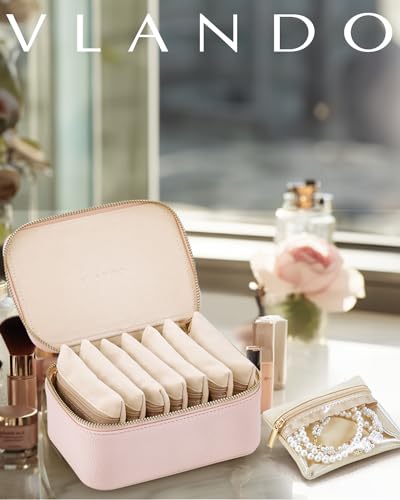 Small Jewelry Case with 6 Zipper Bags for Women A930584