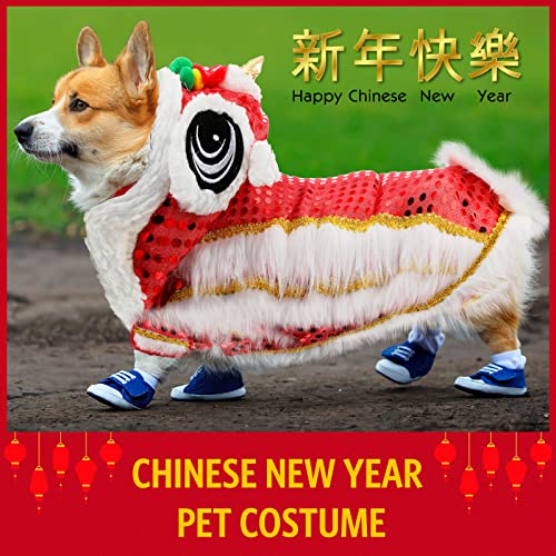 Lion Dance Dog Costume with Sequins for Chinese New Year Pet Outfit D95409