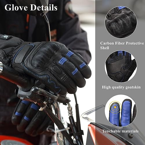 Heated Motorcycle Gloves for Men Women, Waterproof Windproof with 12V Charging Cord O591541