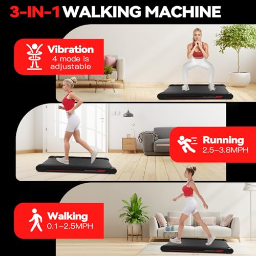 Walking Vibration Pad with APP, 3 in 1 Under Desk Treadmill, Low Noise with Remote Control K2989