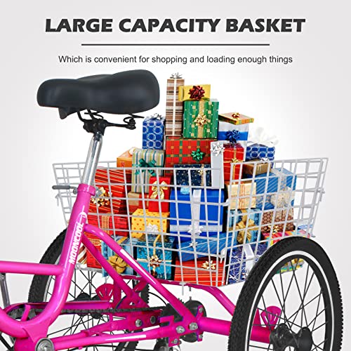 Adult Folding Tricycle 7 Speed 20/24/26 Inch 3 Wheel Bike with Large Basket A30463