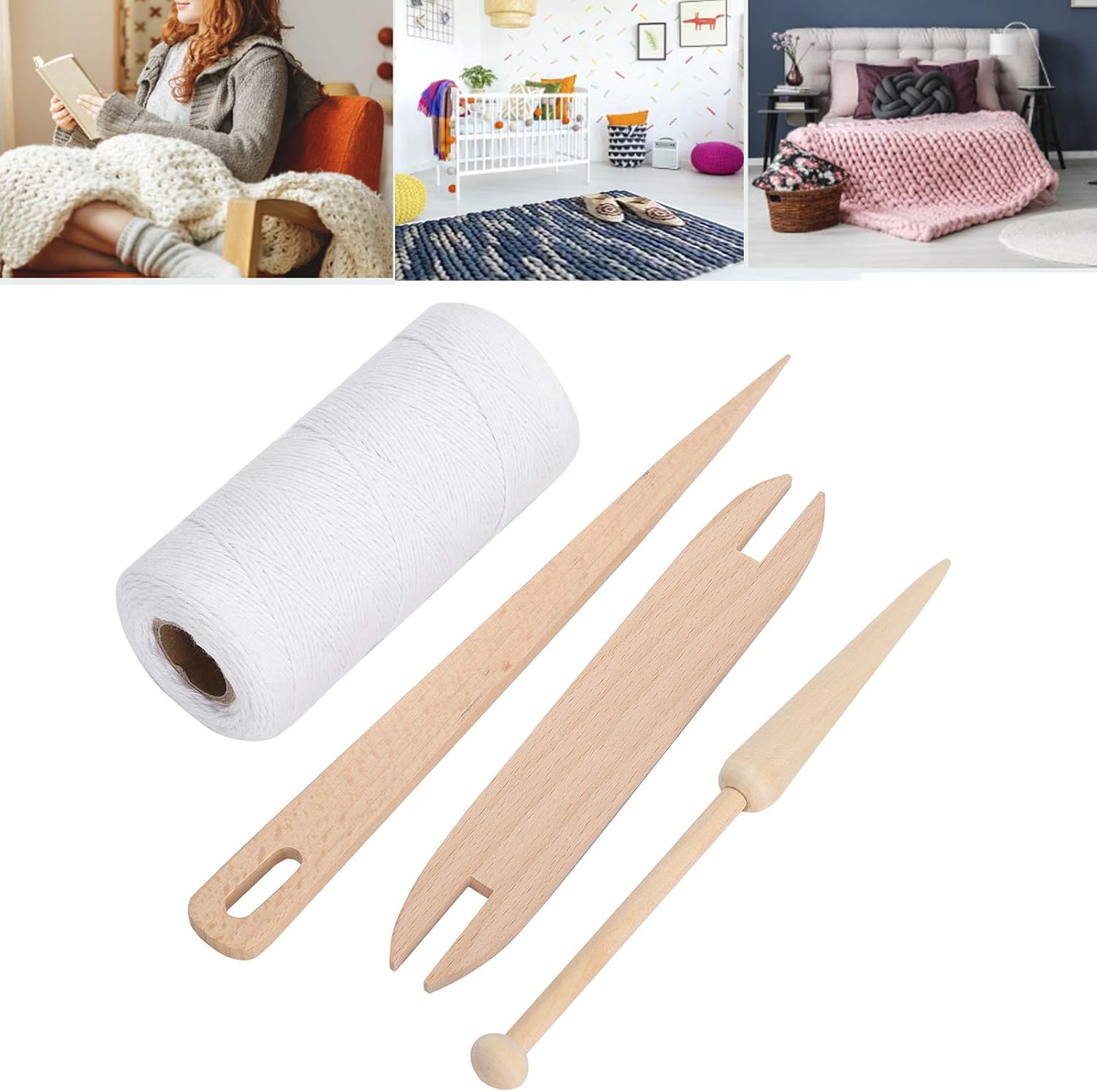 Cotton Warp Thread for Lap Loom Weaving with Wooden Shuttle V3960