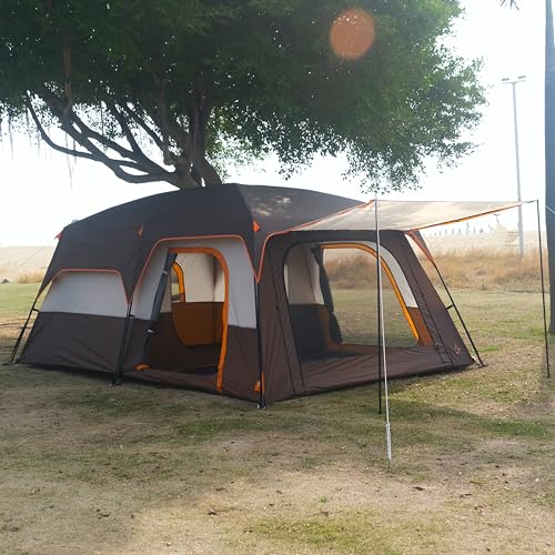 Extra Large Family Cabin Tent 2 Rooms 3 Doors 3 Windows Waterproof for Camping H460