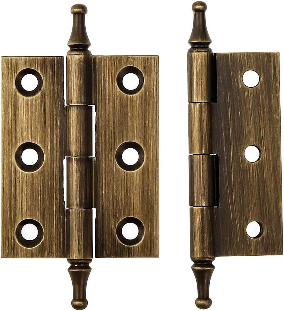 2 Inch Antique Brass Crown Head Butt Hinges for Furniture Cabinet Door G258