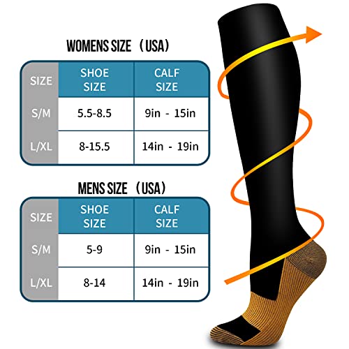 Copper Compression Socks 6 Pack for Women and Men F7108