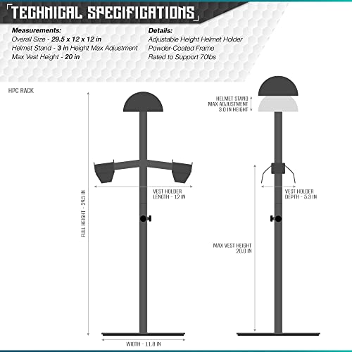 Tactical Gear Stand Tabletop Helmet Vest Display Rack, Heavy Duty Steel Holder X74473