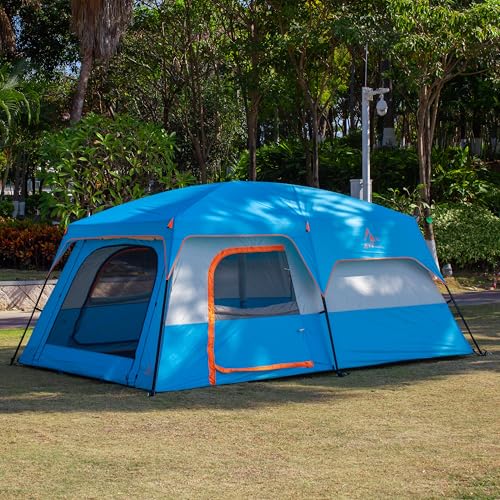 Extra Large Family Cabin Tent 2 Rooms 3 Doors 3 Windows Waterproof for Camping H460