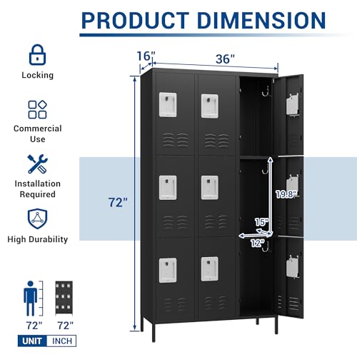 3-Door Blue Steel Storage Locker for Office, School, Gym C68898