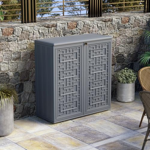 Outdoor Storage Cabinet Waterproof with Shelf for Patio and Garden U239