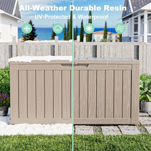 100 Gallon Resin Deck Box, Lockable Patio Outdoor Storage, Waterproof - Black F75230
