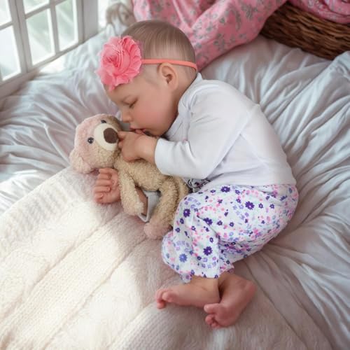 Lifelike Reborn Baby Doll Girl, 17 Inch Soft Body Realistic Newborn Vinyl Silicone Doll with Feeding Kit H33373