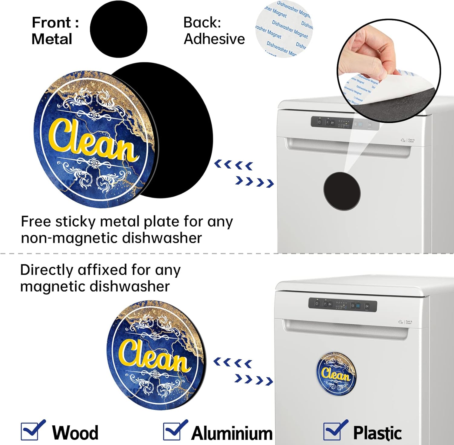 Dishwasher Magnet Clean Dirty Sign for Kitchen Organization Q545146
