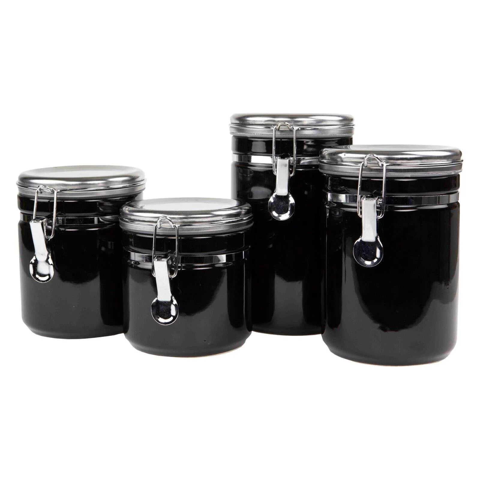 4 Piece Canister Set with Stainless Steel Tops B180574