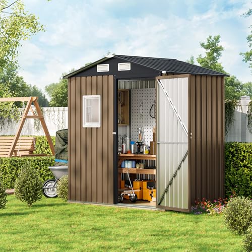 Outdoor Steel Storage Shed with Lockable Doors and Windows E249038