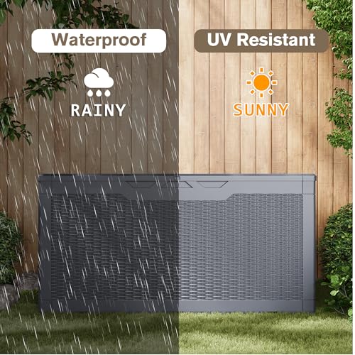 31 Gallon Resin Deck Box Waterproof Indoor Outdoor Storage for Patio Cushions and Garden Tools L90121
