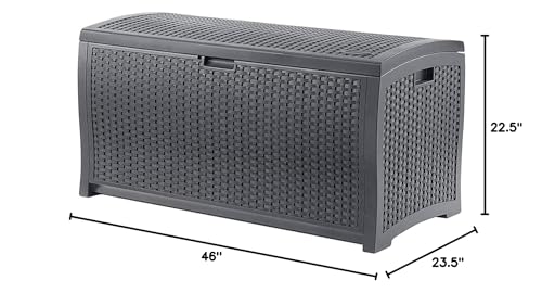 Outdoor Storage Box 73 Gallon Waterproof Deck Box with Lockable Lid W104830