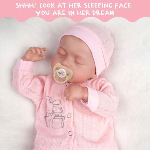 Lifelike Reborn Baby Doll 18 Inch Soft Body Realistic Newborn Sleeping Girl with Clothes and Toy Accessories V33553