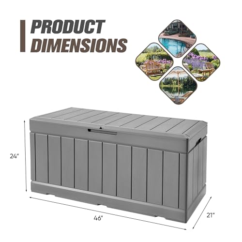 31 Gallon Resin Deck Box Waterproof Indoor Outdoor Storage for Patio Cushions and Garden Tools L90121
