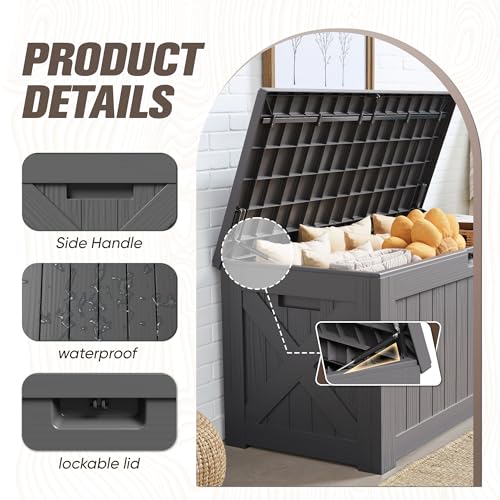 31 Gallon Resin Deck Box Waterproof Indoor Outdoor Storage for Patio Cushions and Garden Tools L90121