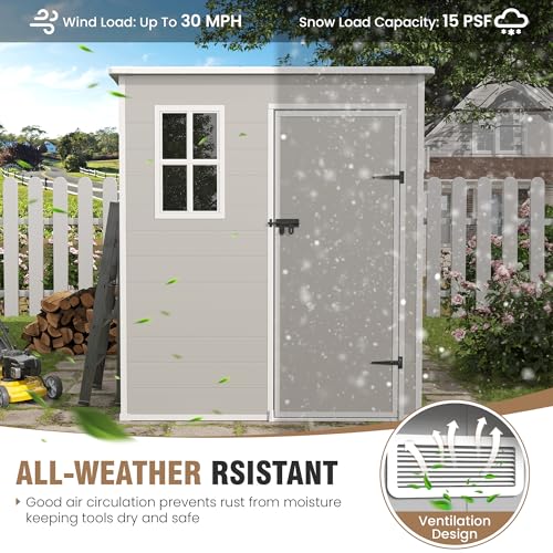 Outdoor Storage Shed 6x6 FT Resin with Floor and Lockable Door Z166