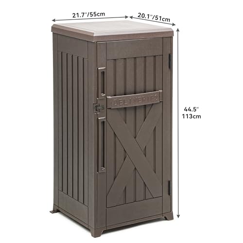 60 Gallon Outdoor Package Storage Box, Double-Wall Resin, Waterproof Deck Box for Porch O69284