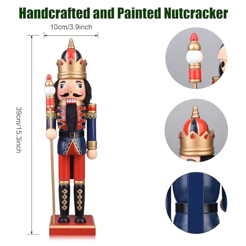 15 Inch Wooden Nutcracker King with Scepter Tabletop Decor Q512175