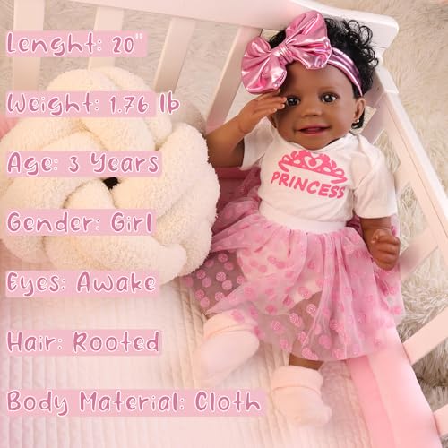 22.8 Inch Realistic African American Baby Doll with Soft Body K201