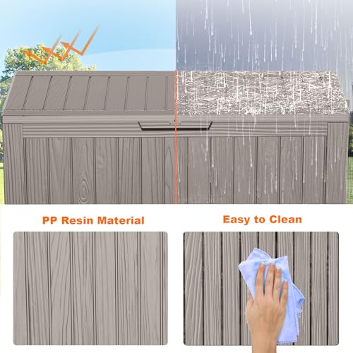 100 Gallon Resin Deck Box, Lockable Patio Outdoor Storage, Waterproof - Black F75230