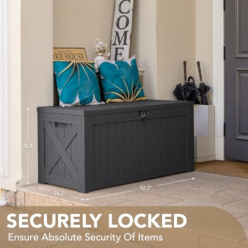 Outdoor Resin Deck Box 120 Gallon Waterproof Lockable F693676