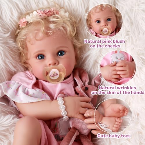 17 Inch Soft Body Realistic Baby Doll with Blond Curly Hair U359
