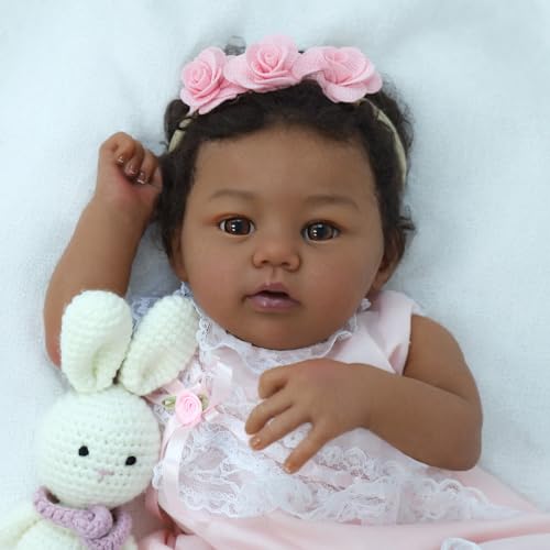18-Inch Realistic African American Newborn Baby Doll with Soft Weighted Body Y11968