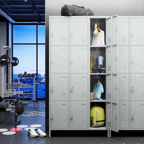 6 Door Metal Storage Locker with 18 Hooks, Black & Dark Grey K6611