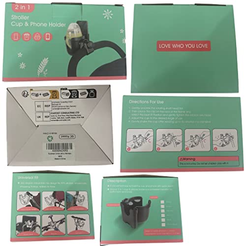 Stroller Cup Holder with Phone Holder, 2-in-1 for Bike and Wheelchair Q6552