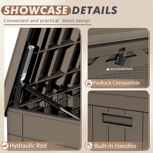 Outdoor Resin Deck Box 120 Gallon Waterproof Lockable F693676