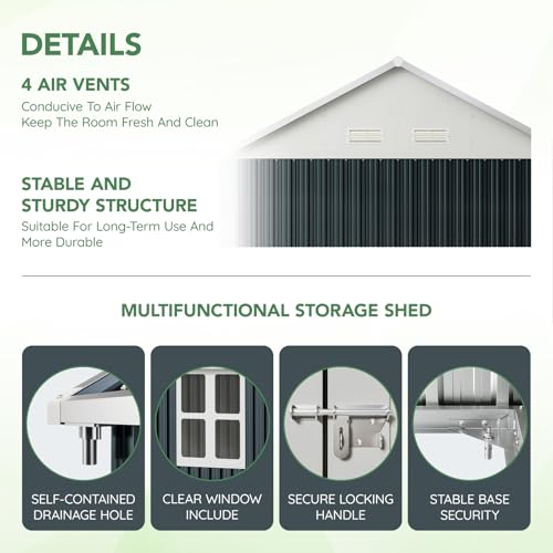 Outdoor Steel Storage Shed with Lockable Doors and Windows E249038