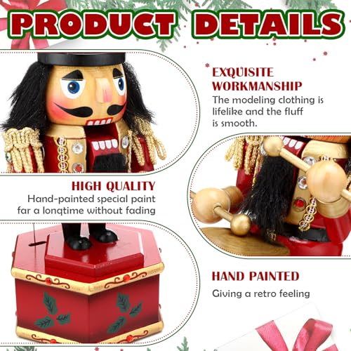 Nutcracker Music Box Wooden Soldier Toy Christmas Wind Up Musical Decor X3406