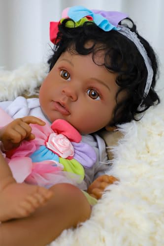 Realistic Reborn Baby Doll 20 Inch Black African American Girl Full Body Vinyl Weighted Doll Z7807