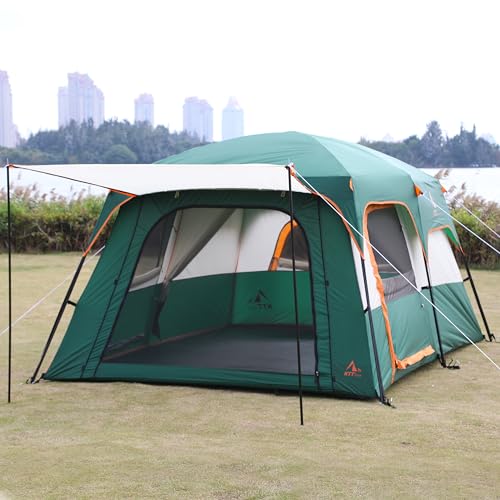 Extra Large Family Cabin Tent 2 Rooms 3 Doors 3 Windows Waterproof for Camping H460
