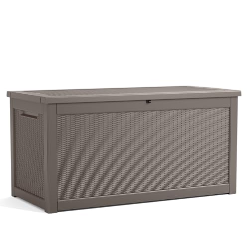 100 Gallon Resin Deck Box, Lockable Patio Outdoor Storage, Waterproof - Black F75230