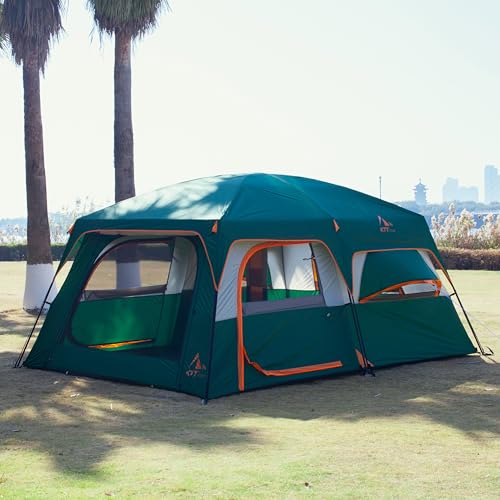 Extra Large Family Cabin Tent for Camping, 2 Rooms, 3 Doors, Waterproof E6603
