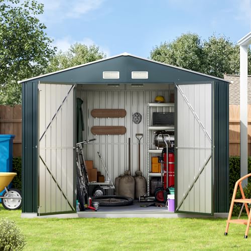 Outdoor Steel Storage Shed with Lockable Doors and Windows E249038