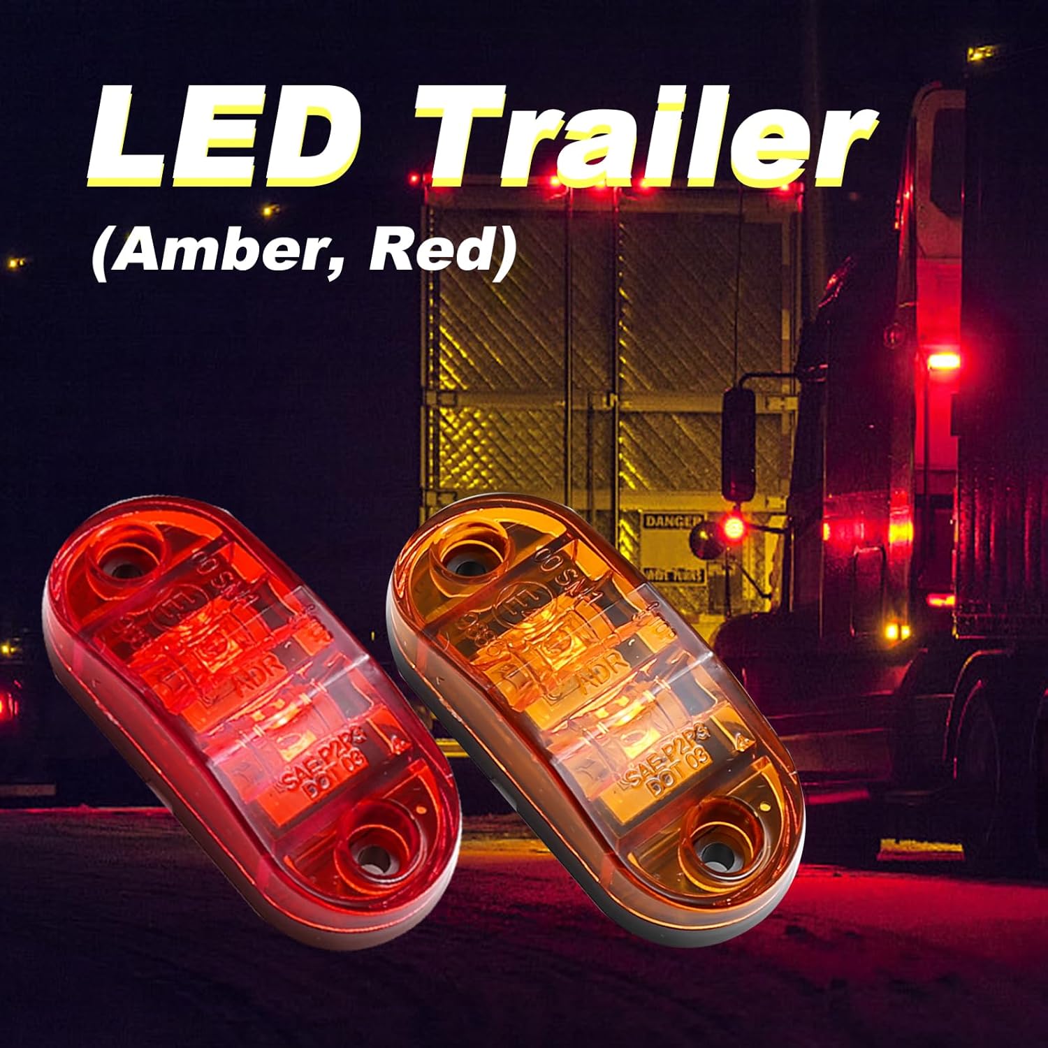 20 Pcs 2.5 Inch Oval Trailer Marker Lights LED Waterproof Running Lights J22892