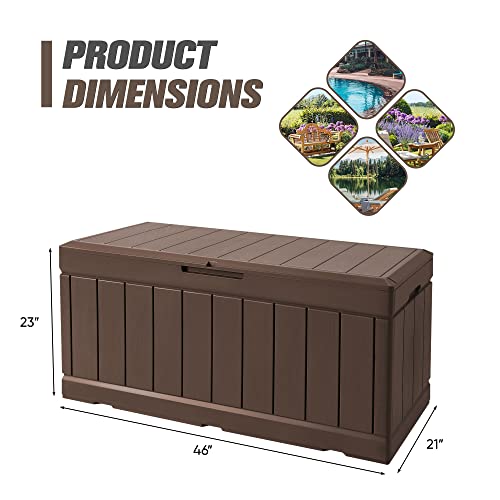 31 Gallon Resin Deck Box Waterproof Indoor Outdoor Storage for Patio Cushions and Garden Tools L90121