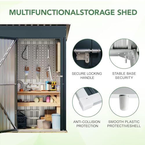 Outdoor Steel Storage Shed with Lockable Doors and Window L987864