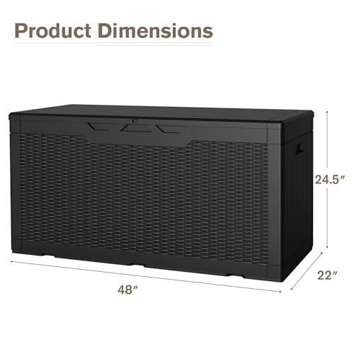 31 Gallon Resin Deck Box Waterproof Indoor Outdoor Storage for Patio Cushions and Garden Tools L90121